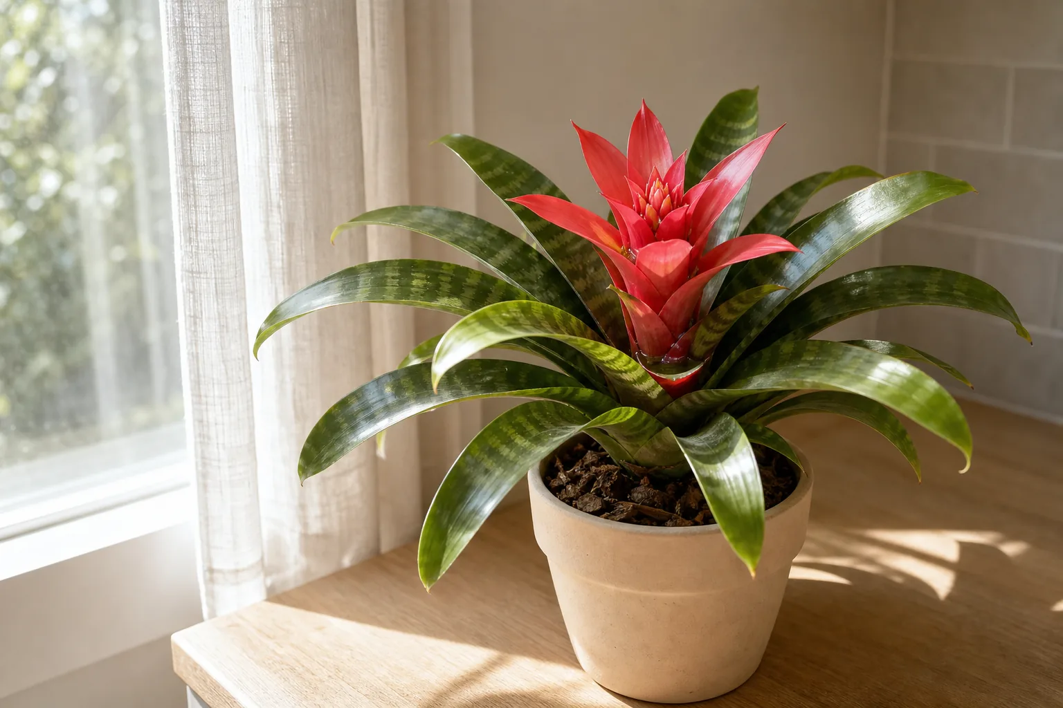 Photo for guide: Bromeliad care indoors: a calm guide to cup, roots, and pups