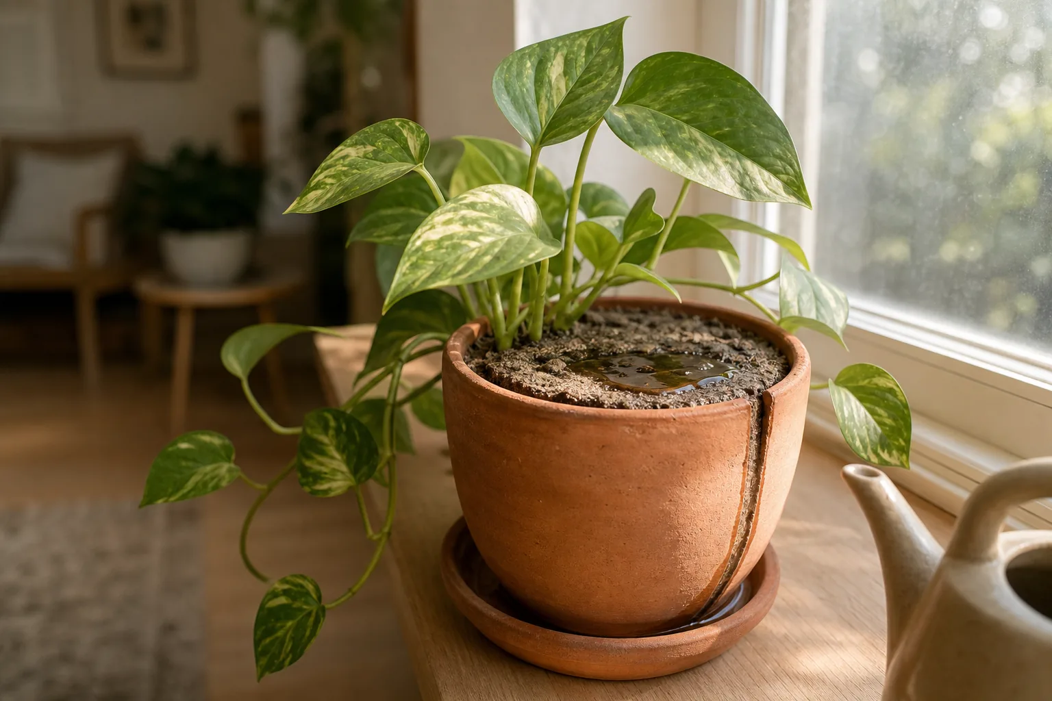Photo for guide: Compacted houseplant potting mix: signs and proportionate fixes