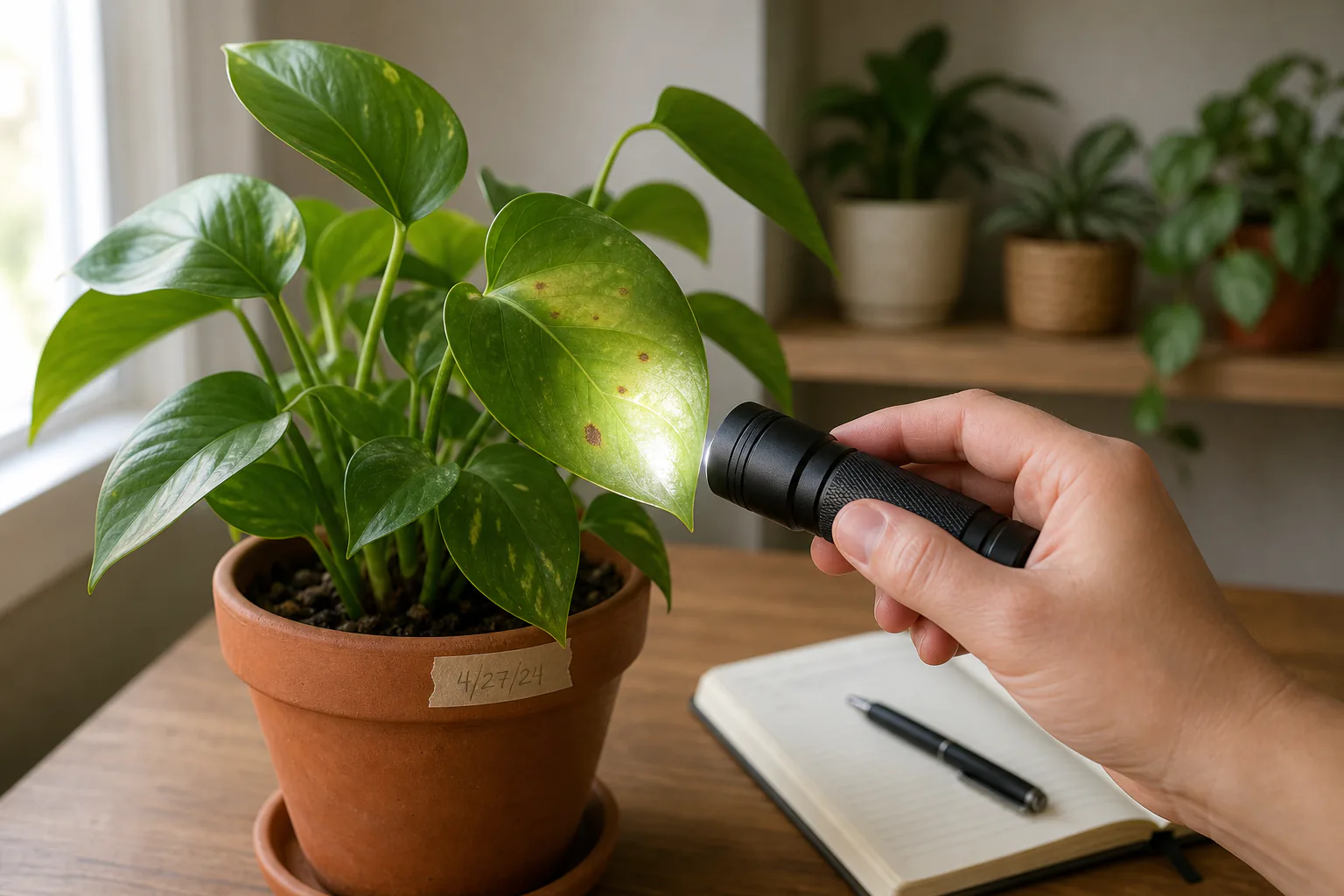 Photo for guide: Spots on houseplant leaves: how to triage before you treat