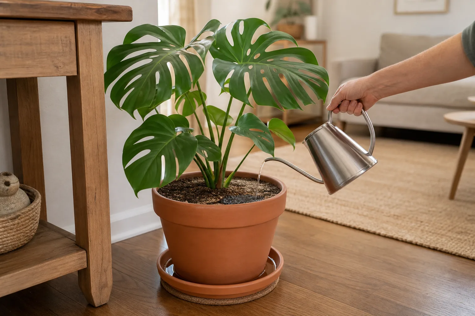 Photo for guide: How to water a large indoor plant without lifting the pot